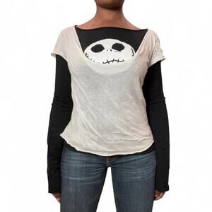 The Nightmare Before Christmas Black & White Long Sleeve Top, S/M